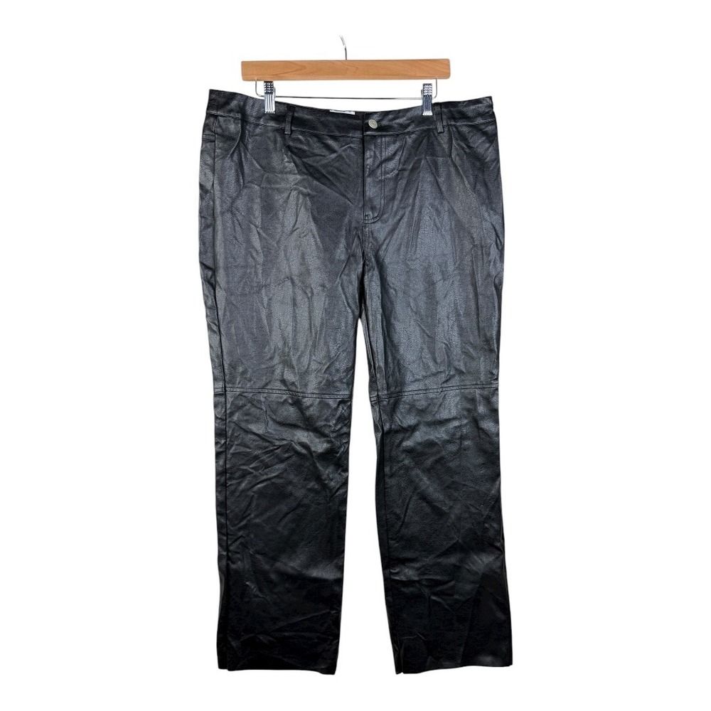 New Princess Polly Straight Faux Leather Macey Pants size 14 Black